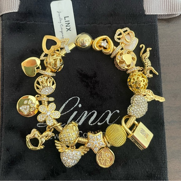 Linx Yellow Gold Snake Chain Bracelet with Gold Charms - Picture 4 of 11